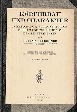 Immagine del venditore per Krperbau und Charakter. Untersuchungen zum Konstitutions-Problem und zur Lehre von den Temperamenten. venduto da Antiquariat Immanuel, Einzelhandel