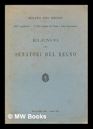 Imagen del vendedor de Elenco dei senatori del Regno - 29 Ottobre 1942 Anno XXI a la venta por MW Books