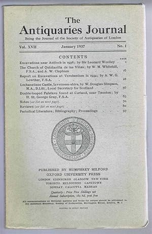 Imagen del vendedor de The Antiquaries Journal, Being the Journal of The Society of Antiquaries of London, Volume XVII 1937, Number 1. January 1937 a la venta por Bailgate Books Ltd