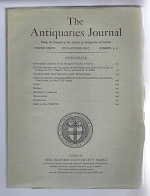 Seller image for The Antiquaries Journal, Being the Journal of The Society of Antiquaries of London, Volume XXXVII, 1957, Numbers 3, 4. July - October 1957 for sale by Bailgate Books Ltd