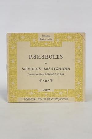 Bild des Verkufers fr Paraboles zum Verkauf von Librairie Le Feu Follet