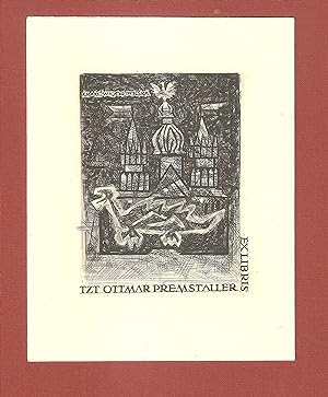 Exlibris Ottmar Premstaller, Original-Kupferstich "Krakow 1964 Polska"