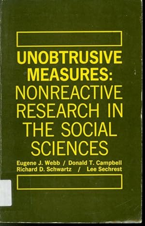 Bild des Verkufers fr Unobtrusive Measures : Nonreactive Research in the Social Sciences zum Verkauf von Librairie Le Nord