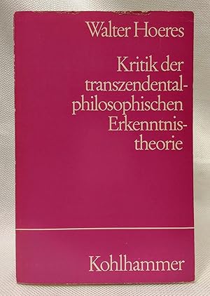 Seller image for Kritik der transzendental-philosophischen Erkenntnistheorie for sale by Book House in Dinkytown, IOBA