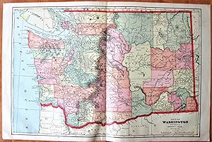 Seller image for Antique Map: Washington (One Panel Map of Idaho on Rear) for sale by Ken Jackson