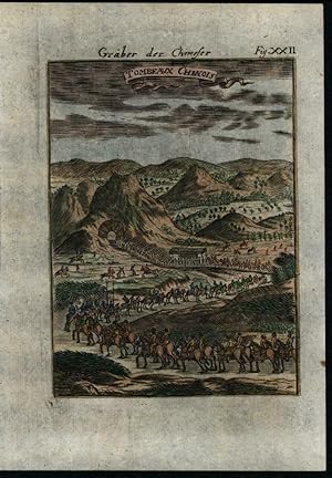 China Chinese funeral procession tomb w/ horses 1719 Mallet antique view print