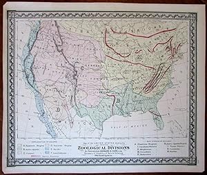 United States showing Zoological Divisions 1876 Cope antique map hand color
