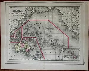 Oceanica Islands Australia Sandwich isles Hawaii 1894 Lake Torrens hooked map