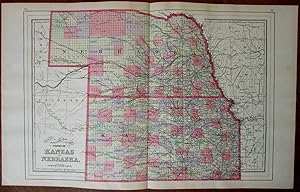 Kansas Nebraska western United States 1894 large detailed scarce antique map