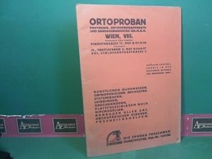 Ortoproban - Prothesen, Orthopädieapparate, Bandagen - Prospekt der Wiener Firma Schuhorthopädie ...