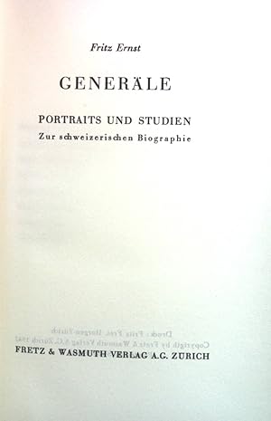 Bild des Verkufers fr Generle: Portraits und Studien zur schweizerischen Biographie. zum Verkauf von books4less (Versandantiquariat Petra Gros GmbH & Co. KG)