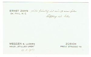 Seller image for Visitenkarte mit eigenh. Zusatz und Unterschrift. for sale by Kotte Autographs GmbH