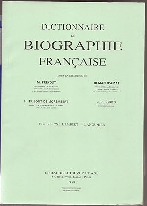 Seller image for Dictionnaire de BIOGRAPHIE FRANAISE for sale by Liseronsblancs