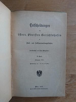 Entscheidungen des österr. Obersten Gerichtshofes in Zivil- und Justizverwaltungssachen - II. Ban...