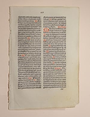 Bild des Verkufers fr Breviarium Augustanum (Augsburg). (GW 5265, H 3792, 3796). Blatt 417. zum Verkauf von Versandantiquariat Christine Laist