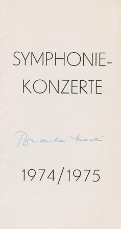 Signiertes Konzertprogramm. Symphonie-Konzerte 1974/1975 (Cornelius Eberhardt / Städtisches Orche...