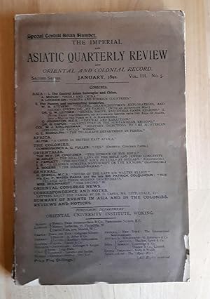 THE IMPERIAL AND ASIATIC QUARTERLY REVIEW AND ORIENTAL AND COLONIAL RECORD. JANUARY, 1892 VOL. II...