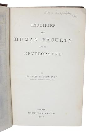 Bild des Verkufers fr Inquiries into Human Faculty and its Development. - [COINING "EUGENICS"] zum Verkauf von Lynge & Sn ILAB-ABF