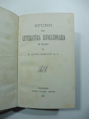 Imagen del vendedor de Studii sulla letteratura rivoluzionaria in Italia a la venta por Coenobium Libreria antiquaria