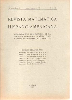 REVISTA MATEMATICA HISPANO-AMERICANA. 2ª SERIE-TOMO X. NUMEROS 1-2.