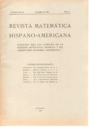 REVISTA MATEMATICA HISPANO-AMERICANA. 2ª SERIE-TOMO X. NUMERO 8.