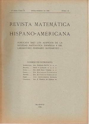 REVISTA MATEMATICA HISPANO-AMERICANA. 2ª SERIE-TOMO IX. NUMEROS 1-2.