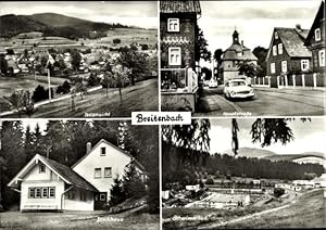 Seller image for Ansichtskarte / Postkarte Breitenbach Schleusingen in Thringen, Teilansicht, Hauptstrae, Wolga, Blockhaus, Schwimmbad for sale by akpool GmbH