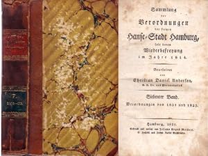 Bild des Verkufers fr Sammlung der Verordnungen der freyen Stadt Hamburg, seit der Wiederbefreiung im Jahre 1814. Bearbeitet von Christian Daniel Anderson. Siebenter Band. Verordnungen von 1821 und 1822, Register der bisherigen sieben Bnde der Sammlung Hamburgischer Verordnungen von den Jahren 1814 bis 1818, wie auch ber die in der vorigen Sammlung von 1774 bis Ende 1810 enthaltenen noch gltigen Verordnungen. zum Verkauf von Antiquariat Heinz Tessin