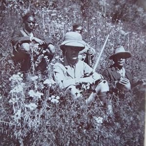 Shooting Trip on Utain, India. An Old Album Page with 7 Photographs Showing Two Officers of the 3...