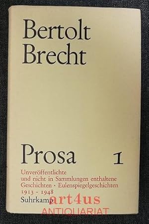 Bild des Verkufers fr Bertolt Brecht : Prosa 1 : Unverffentlichte u. nicht in Sammlungen enthaltene Geschichten : Eulenspiegelgeschichten. Geschichten ; 1 zum Verkauf von art4us - Antiquariat