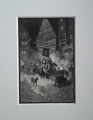 Einzug Herzog Ulerichs in Stuttgart. - (Holzstich aus Hauff s Werke / ca. 1895)