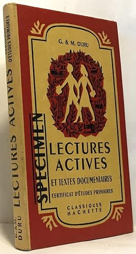 Imagen del vendedor de Lectures actives et testes documentaires certificat d'tudes primaires - specimen a la venta por crealivres