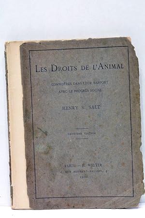 Image du vendeur pour Les droits de l'animal considrs dans leurs rapport avec le progrs social. mis en vente par ltimo Captulo S.L.