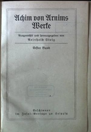 Image du vendeur pour Achim von Arnims Werke, Erster Band mis en vente par books4less (Versandantiquariat Petra Gros GmbH & Co. KG)