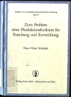 Seller image for Zum Problem einer Produktionsfunktion fr Forschung und Entwicklung. Schriften zur wirtschaftswissenschaftlichen Forschung ; Bd. 70 for sale by books4less (Versandantiquariat Petra Gros GmbH & Co. KG)
