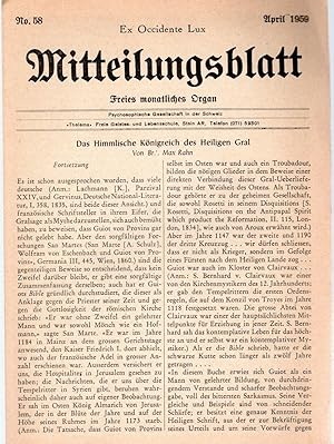 Bild des Verkufers fr Ex Occidente Lux. Mitteilungsblatt Nr. 58. Freies monatliches Organ zum Verkauf von Antiquariat Jterbook, Inh. H. Schulze