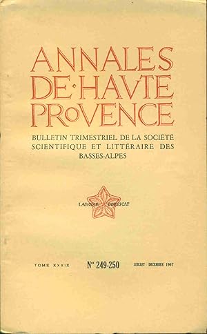 Annales de Haute-Provence Bulletin trimestriel de la société scientifique et littéraire des Basse...