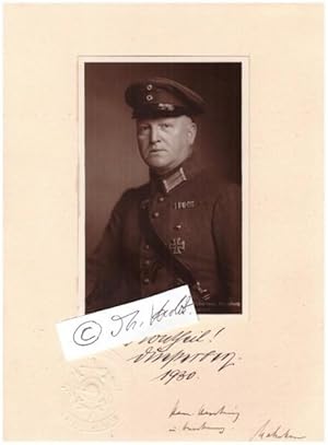 Bild des Verkufers fr THEODOR DUESTERBERG (1875-1950) dt. Oberstleutnant, whrend des Ersten Weltkriegs im Kriegsministerium als Leiter der Abteilung Verbndete Heere ttig, Begrnder des Bundes der Frontsoldaten DER STAHLHELM zum Verkauf von Herbst-Auktionen