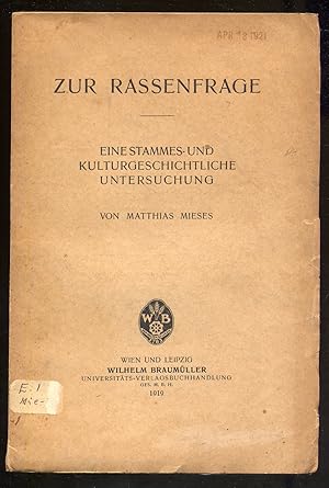 Seller image for Zur Rassenfrage for sale by Between the Covers-Rare Books, Inc. ABAA