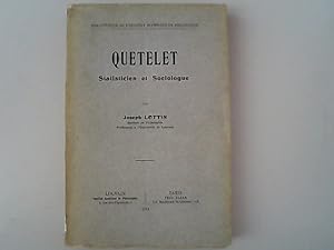 Immagine del venditore per Quetelet, statisticien et sociologue. Bibliotheque de I'Institut Superieur de Philosophie. venduto da Antiquariat Bookfarm