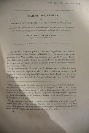 Imagen del vendedor de Examen et rfutation de l'interprtation donne par M. Vincent des textes de Pappus et de Proclus relatifs aux Porismes. (= Extrait du Journal de Mathmatiques pures et appliques, 2e serie, tome 3) a la venta por Antiquariat Bookfarm