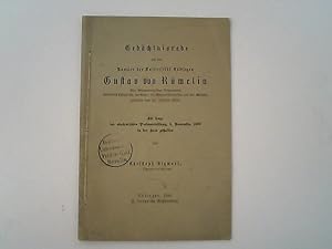 Imagen del vendedor de Gedchtnisrede auf den Kanzler der Universitt Tbingen Gustav von Rmelin gest. 28. Okt. 1889 : Am Tage der akademischen Preisverteilung, 6 November 1889. a la venta por Antiquariat Bookfarm