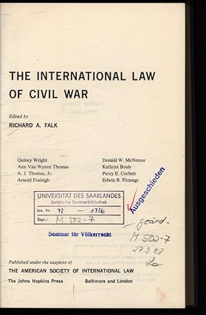 Bild des Verkufers fr The international law of civil war zum Verkauf von Antiquariat Bookfarm