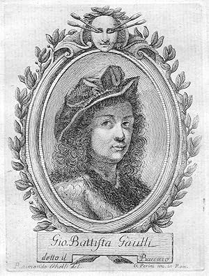 Bild des Verkufers fr Gio. Battista Gaulli" - Giovanni Battista Gaulli Maler painter Portrait Italien Italia copper engraving zum Verkauf von Antiquariat Steffen Vlkel GmbH