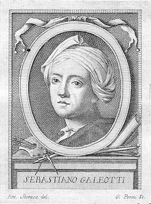 Bild des Verkufers fr Sebastiano Galeotti" - Sebastiano Galeotti Maler painter Portrait Italien Italia copper engraving zum Verkauf von Antiquariat Steffen Vlkel GmbH