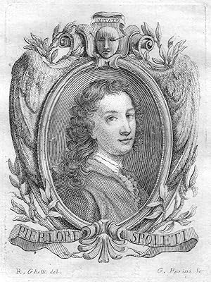 Bild des Verkufers fr Pier Lore. Spoleti" - Pier Lorenzo Spoleti Maler painter Portrait Italien Italia copper engraving zum Verkauf von Antiquariat Steffen Vlkel GmbH