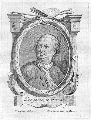 Bild des Verkufers fr Gregorio Ferrari" - Gregorio De Ferrari Maler painter Portrait Italien Italia copper engraving zum Verkauf von Antiquariat Steffen Vlkel GmbH