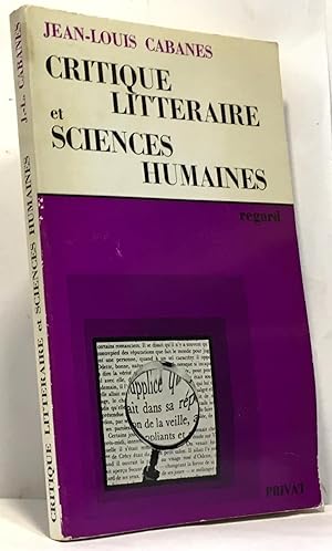 Seller image for Critique littraire et sciences humaines --- regard for sale by crealivres