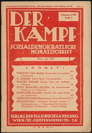 Der Kampf. Sozialistische Revue. Juli 1925. Jahrgang XVIII. Heft 7.