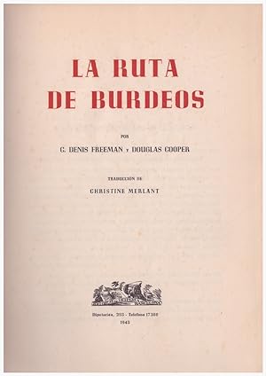 Seller image for LA RUTA DE BURDEOS. for sale by Llibres de Companyia